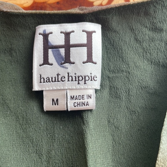 HAUTE HIPPIE SzM crossover faux wrap dress sequins silk grunge boho - Picture 2 of 5